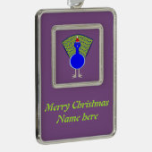 Funny Kerstmis Peacock Verzilverd Kader Ornament (Rechts)