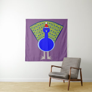 Funny Kerstmis Peacock Wandkleed
