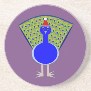 Funny Kerstmis Peacock Zandsteen Onderzetter