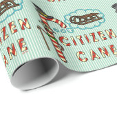 Funny Kerstmis Pun Citizen Cane Holiday Humor Cadeaupapier (Rol Hoek)