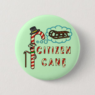 Funny Kerstmis Pun Citizen Cane Ronde Button 5,7 Cm