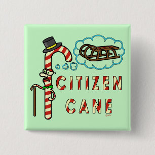 Funny Kerstmis Pun Citizen Cane Vierkante Button 5,1 Cm