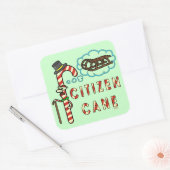Funny Kerstmis Pun Citizen Cane Vierkante Sticker (Envelop)