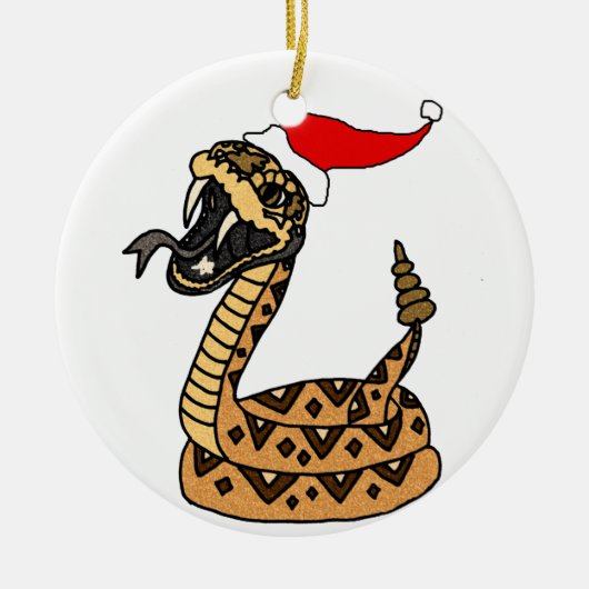Funny Kerstmis Rattlesnake Keramisch Ornament (Voorkant)