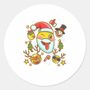 Funny Kerstmis Smile Emoticon Santa Hat Xma Ronde Sticker