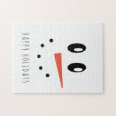 Funny Kerstmis Snowman Face Legpuzzel (Horizontaal)