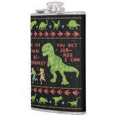 Funny Kerstmis T Rex Dinosaur Pun Humor Faux Knit Heupfles (Links)