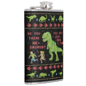 Funny Kerstmis T Rex Dinosaur Pun Humor Faux Knit Heupfles (Rechts)