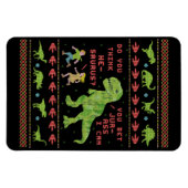 Funny Kerstmis T Rex Dinosaur Pun Humor Faux Knit Magneet (Horizontaal)