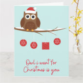 Funny Kerstoowl Kaart (Gele Bloem)