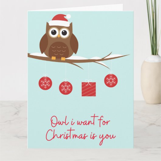Funny Kerstoowl Kaart (Voorkant)