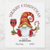 Funny Kerstparty Gnome Wijn Etiket (Enkel label)