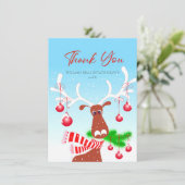 Funny Kerstreindeer Corporate Holiday Bedankkaart (Staand voorkant)