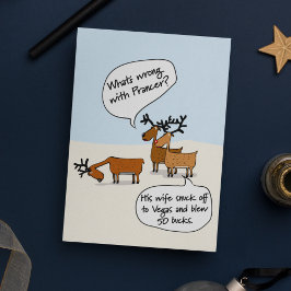 Funny Kerstreindeer Vegas Folded Holiday Kaart