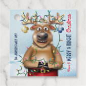 Funny Kerstrenindeer Holiday Cheer Bedankjes Labels (Voorkant)