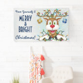 Funny Kerstrenindeer Holiday Cheer Spandoek (Insitu)