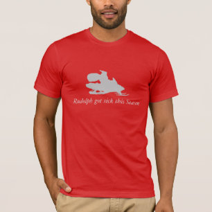Funny kerstshirt Santa over ski sneeuwscooter T-shirt