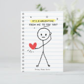 Funny Kids Valentine's Day Stick Figure Carte Humo (Debout devant)
