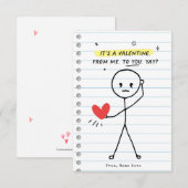 Funny Kids Valentine's Day Stick Figure Carte Humo (Devant / Derrière)