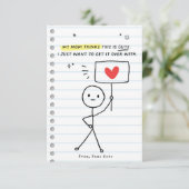 Funny Kids Valentine's Day Stick Figure Carte Humo (Debout devant)