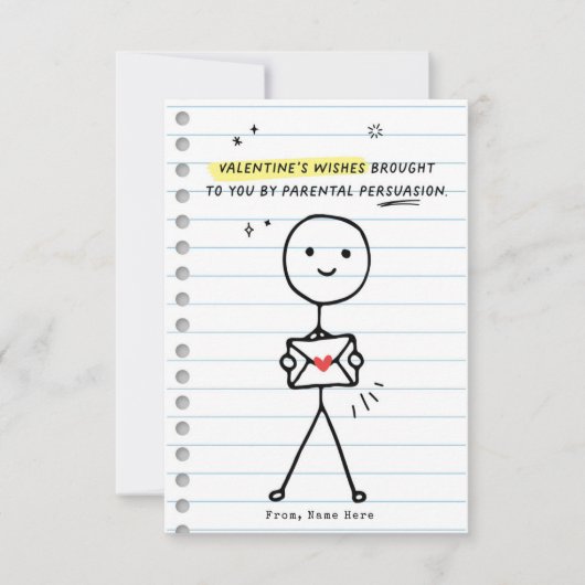 Funny Kids Valentine's Day Stick Figure Carte Humo (Devant)