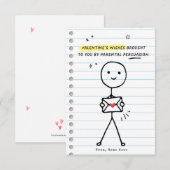 Funny Kids Valentine's Day Stick Figure Carte Humo (Devant / Derrière)