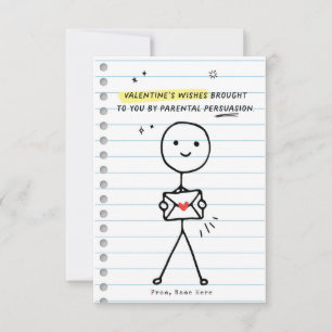 Funny Kids Valentine's Day Stick Figure Carte Humo