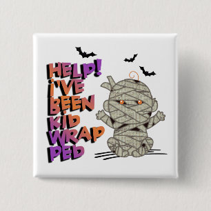 Funny Kidwrapped Mummy Baby Oranje ID683 Vierkante Button 5,1 Cm