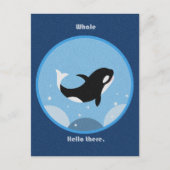 Funny Killer Whale Hello There Carte postale Happy (Devant)