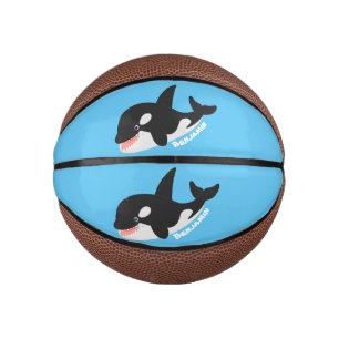 Funny killerwalvis orca leuke cartoon illustratie basketbal