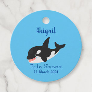 Funny killerwalvis orca leuke cartoon illustratie bedankjes labels