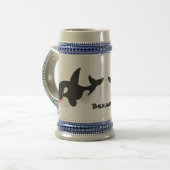 Funny killerwalvis orca leuke cartoon illustratie bierpul (Voorkant links)