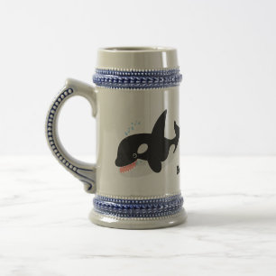 Funny killerwalvis orca leuke cartoon illustratie bierpul