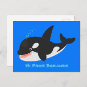 Funny killerwalvis orca leuke cartoon illustratie briefkaart (Voorkant / Achterkant)