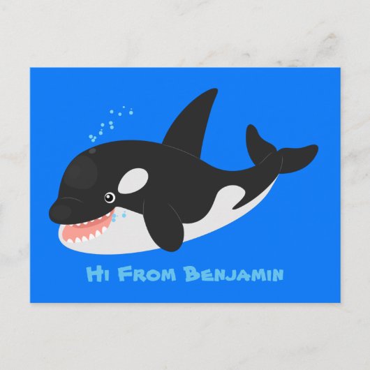 Funny killerwalvis orca leuke cartoon illustratie briefkaart (Voorkant)
