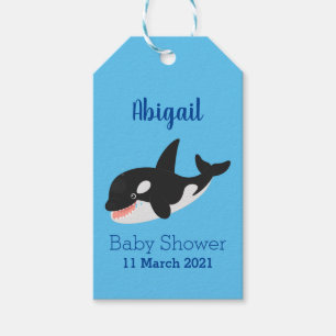 Funny killerwalvis orca leuke cartoon illustratie cadeaulabel