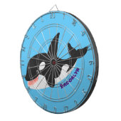 Funny killerwalvis orca leuke cartoon illustratie dartbord (Voorkant Rechts)