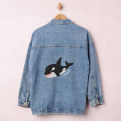 Funny killerwalvis orca leuke cartoon illustratie denim jacket (Hangar)