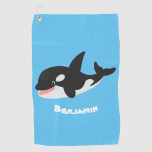 Funny killerwalvis orca leuke cartoon illustratie golfhanddoek