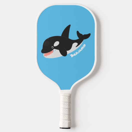 Funny killerwalvis orca leuke cartoon illustratie pickleball paddle (Achterkant)