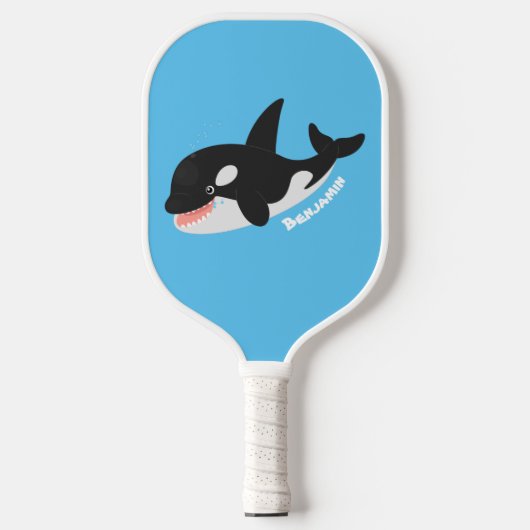 Funny killerwalvis orca leuke cartoon illustratie pickleball paddle (Voorkant)