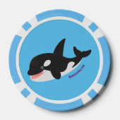 Funny killerwalvis orca leuke cartoon illustratie poker chips (Achterkant)
