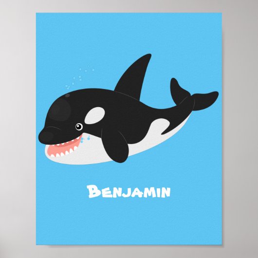 Funny killerwalvis orca leuke cartoon illustratie poster (Voorkant)