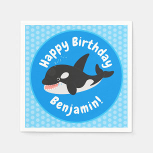 Funny killerwalvis orca leuke cartoon illustratie servet