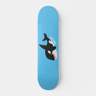 Funny killerwalvis orca leuke cartoon illustratie skateboard