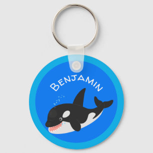 Funny killerwalvis orca leuke cartoon illustratie sleutelhanger