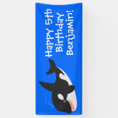 Funny killerwalvis orca leuke cartoon illustratie spandoek (Verticaal)