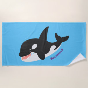 Funny killerwalvis orca leuke cartoon illustratie strandlaken