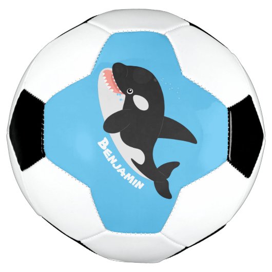 Funny killerwalvis orca leuke cartoon illustratie voetbal