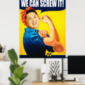 Funny Kim Jong Un Poster "We kunnen het" Remake (Thuiskantoor)